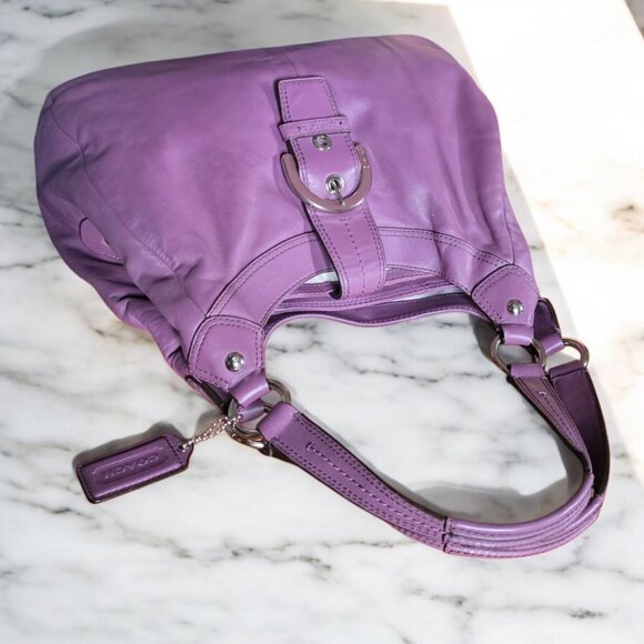 NWOT COACH F17092 Madison Lynn Pleated Soho Carryall Tote Vibrant Purple - Picture 6 of 17